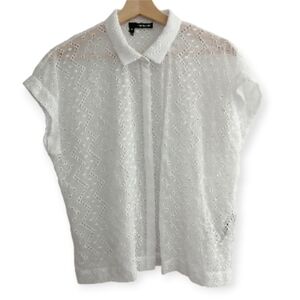 The Kooples Eyelet Embroidery White Button Up Medium